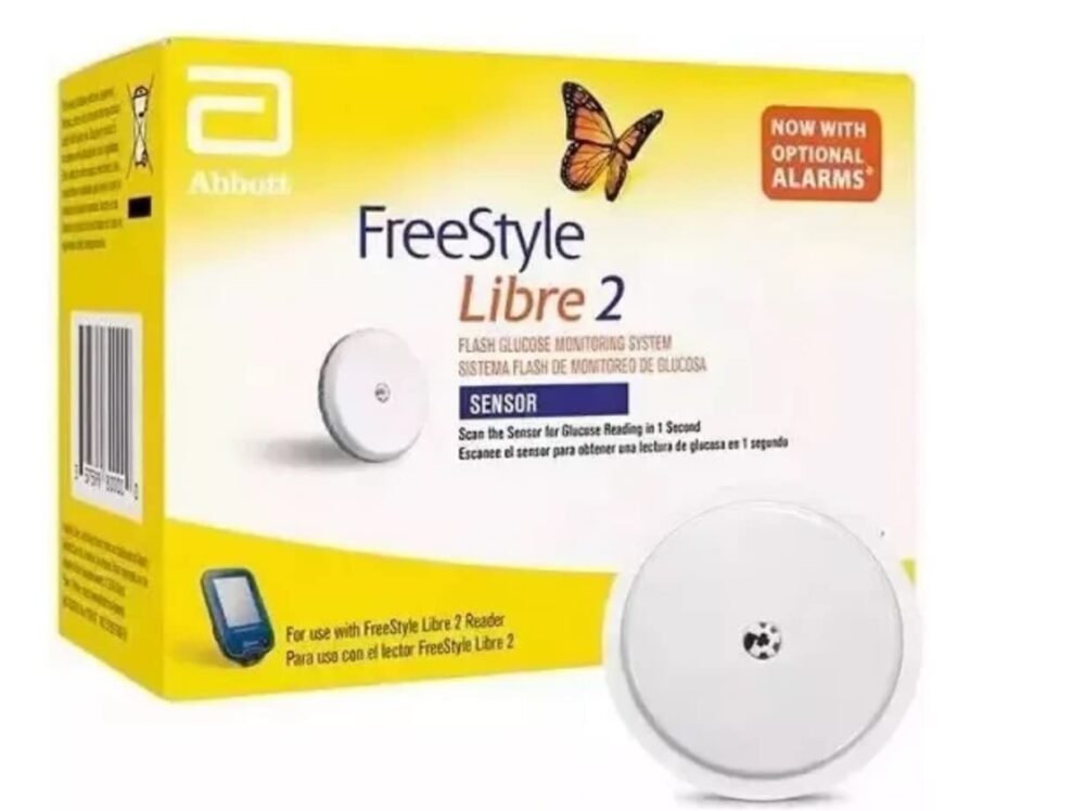 Image of the FreeStyle Libre glucose monitoring device, designed for continuous glucose monitoring in diabetes management.